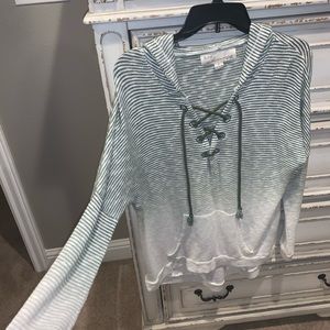 olive green and white top